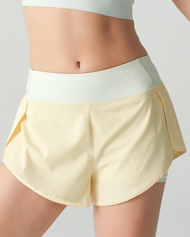 Pocket Inside High Waist Sports Shorts-Pinkami