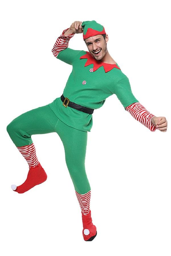 Christmas Couples Elf Costume For Adults Men and Women-Pinkami