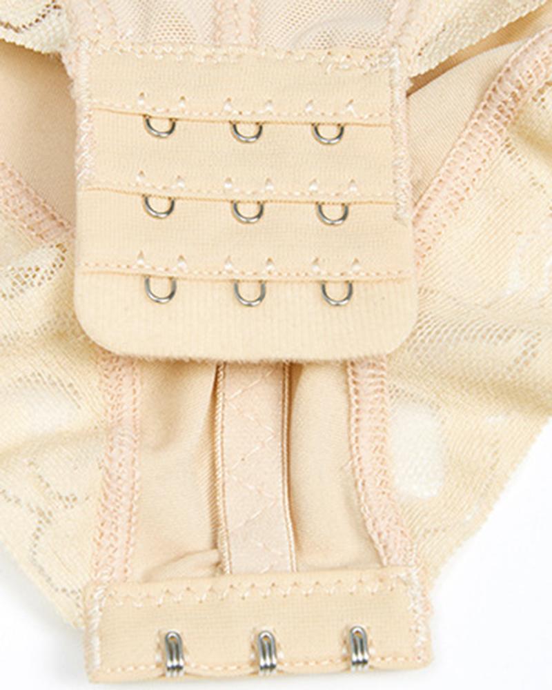 Steel Boned Zip Up Lace Trim Shapewear-Pinkami