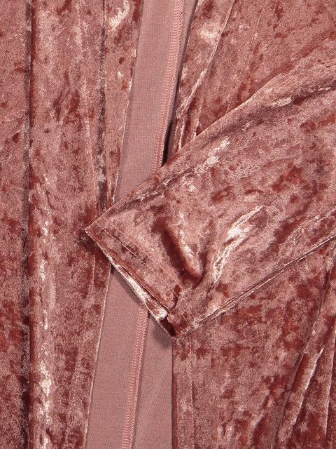 Solid Color Velvet Long Sleeved Long Cardigan-Pinkami