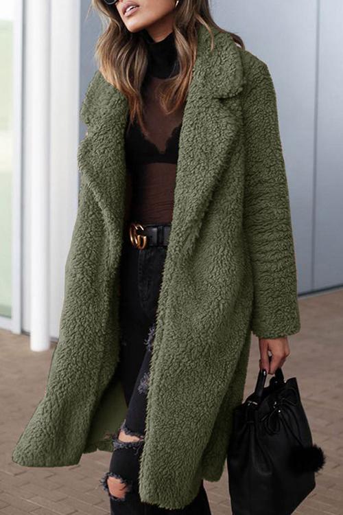 Casual Lapel Pocket Long Coat-Pinkami