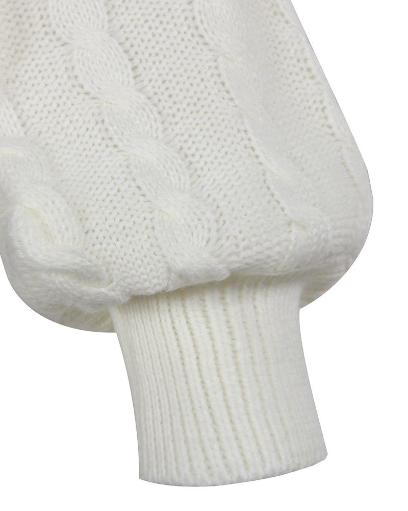 Cable Knit Overlap Self-Tie Sweater-Pinkami