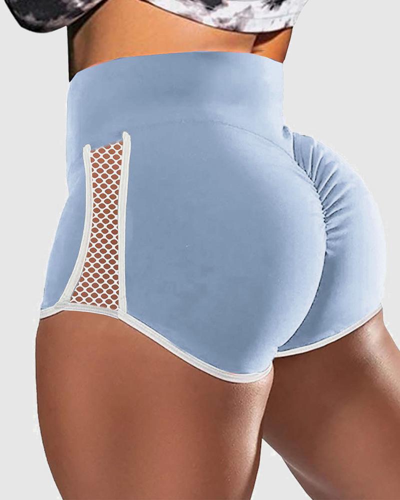 Hollow Out Side Scrunch Butt Sports Shorts-Pinkami