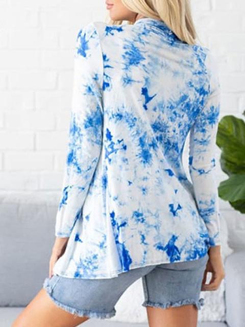 Tie-dye Printed Long Sleeved Cardigan-Pinkami