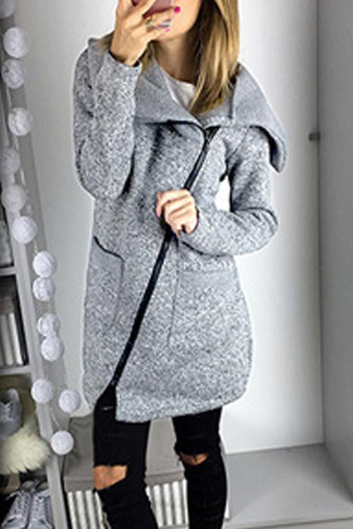 Casual Side Zip Coat Jacket Coat-Pinkami