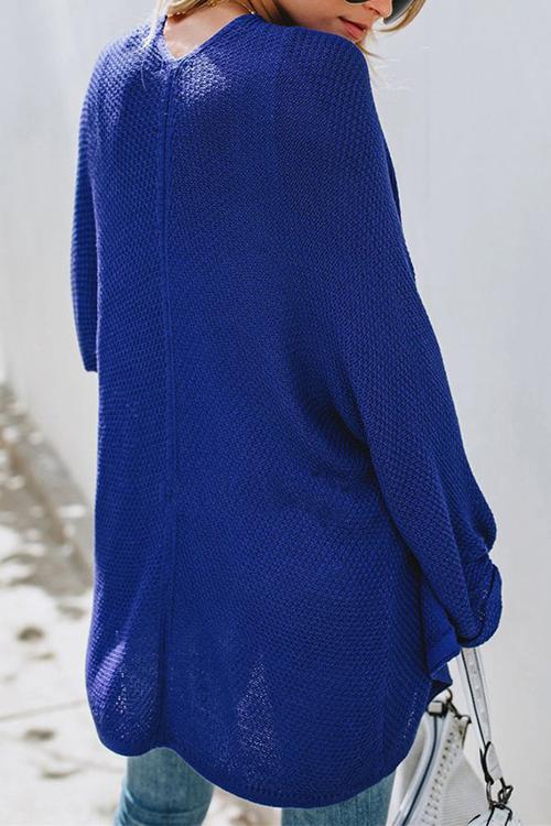 Fashion Solid Color Knit Cardigan Sweater-Pinkami