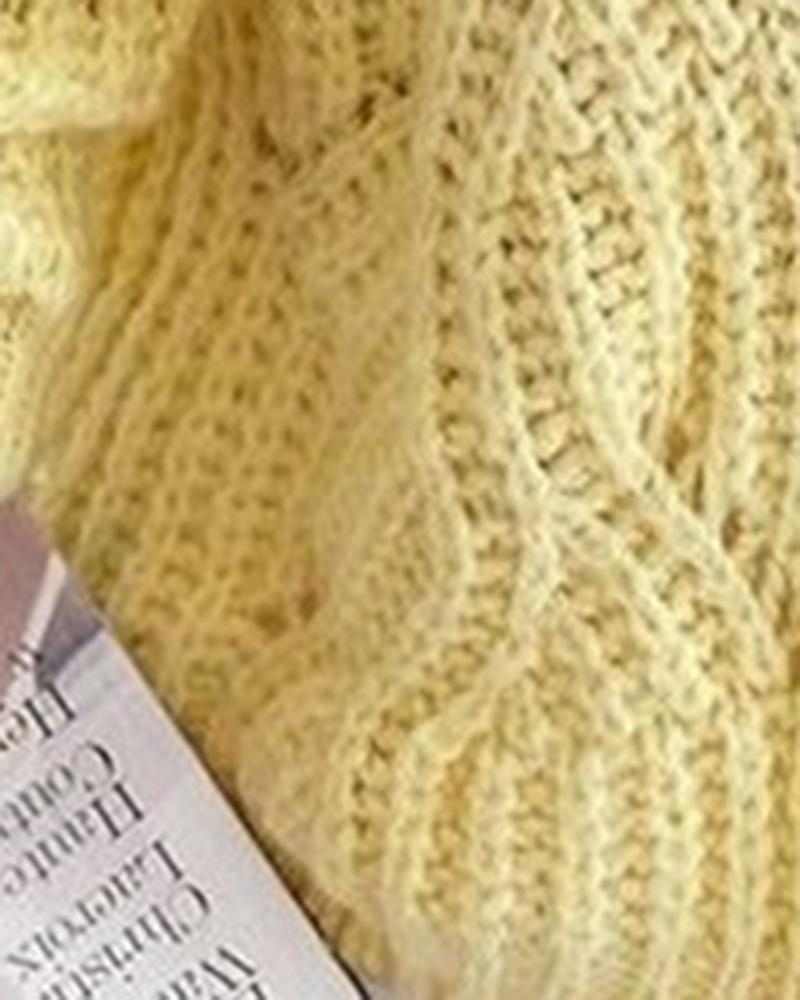 Solid Chunky Knit Button Up Sweater-Pinkami