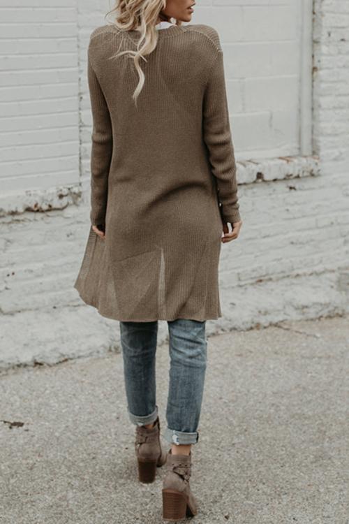 Solid Color Long Loose Sweater-Pinkami