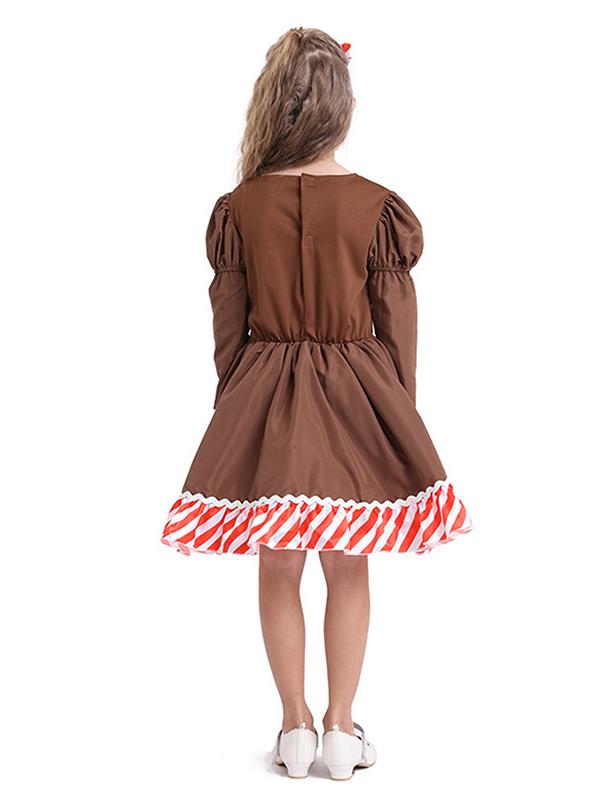 Girls Christmas Gingerbread Man Costume-Pinkami