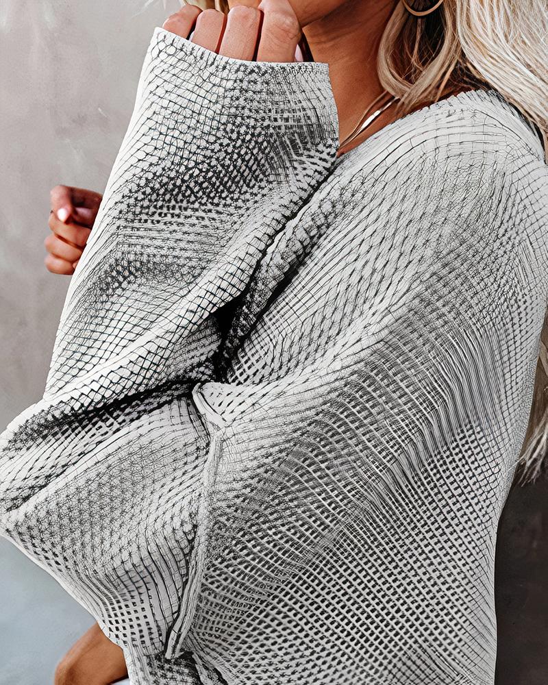 Solid Waffle Knit Topstitching Split Hem Button Detail Sweater-Pinkami