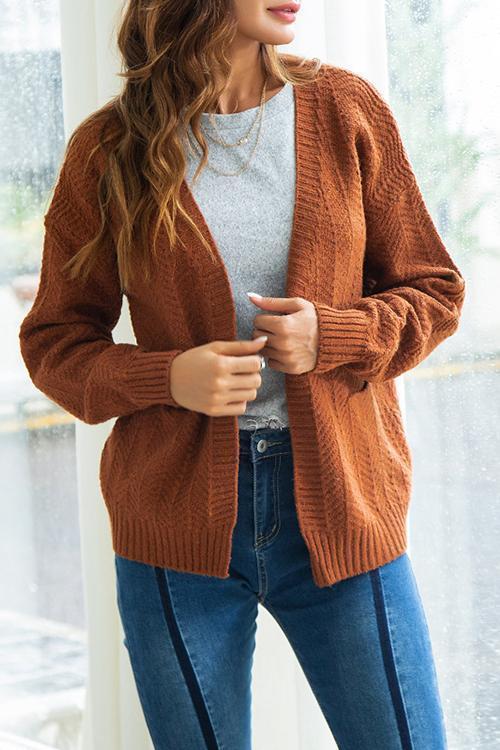 Casual Knit Cardigan-Pinkami
