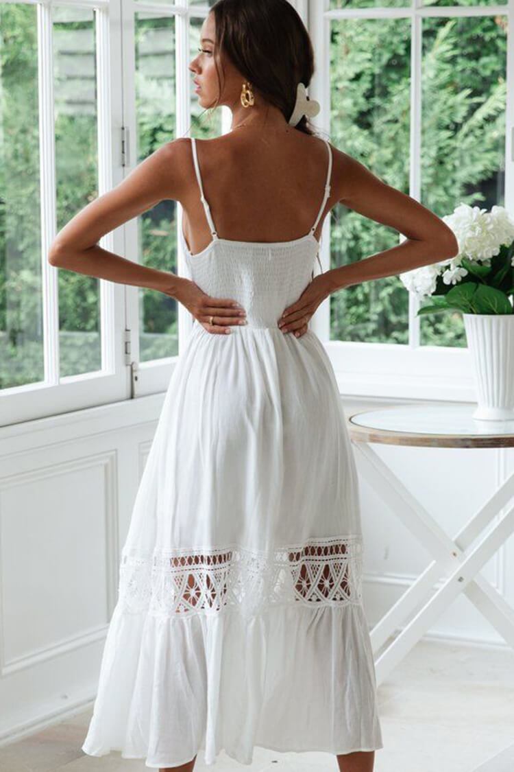 Exquisite Crochet Single-Breasted V Neck Cover Up-Pinkami