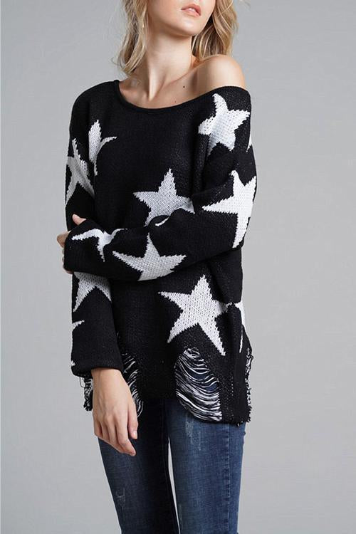 Stars Open Comfort Sweater-Pinkami