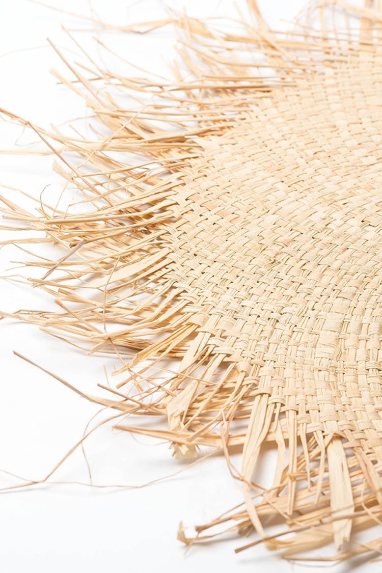 Frayed Trim Beach Straw Sun Hat-Pinkami