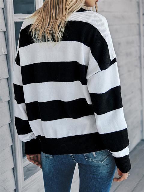 Color Block Buttons Up Sweater Cardigan-Pinkami