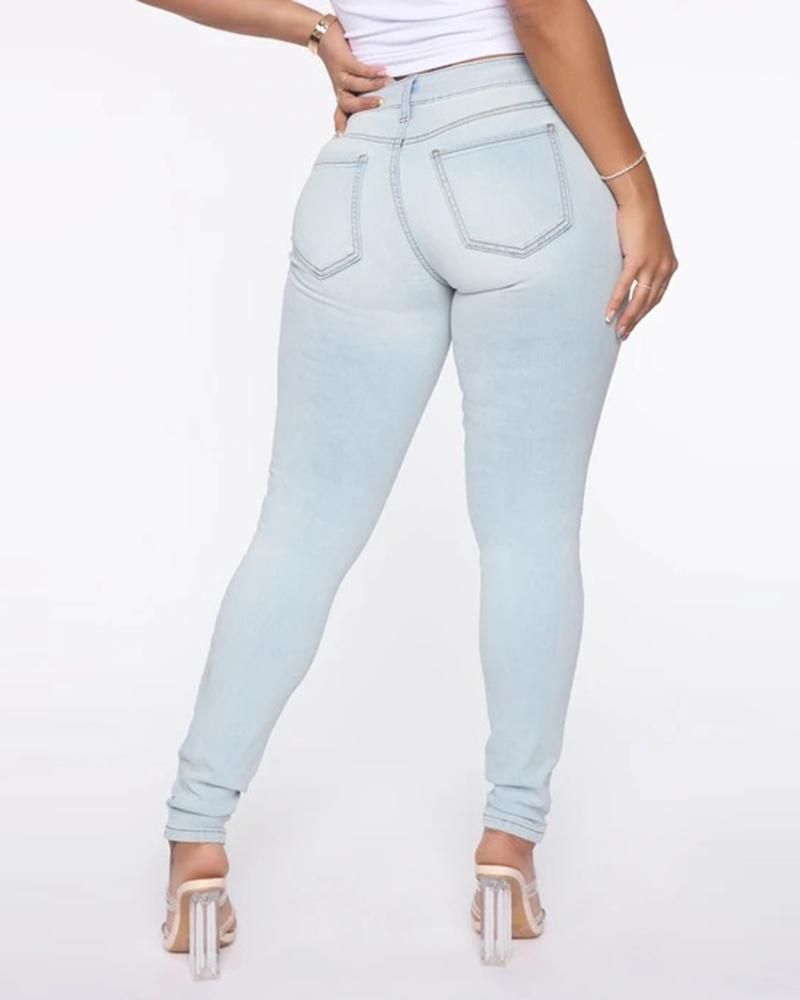 Women Elastic Low Waist Butt Lifting Jeans-Pinkami