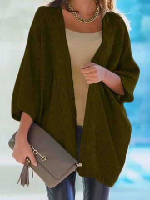 Bat Sleeve Knitted Sweater Cardigan-Pinkami