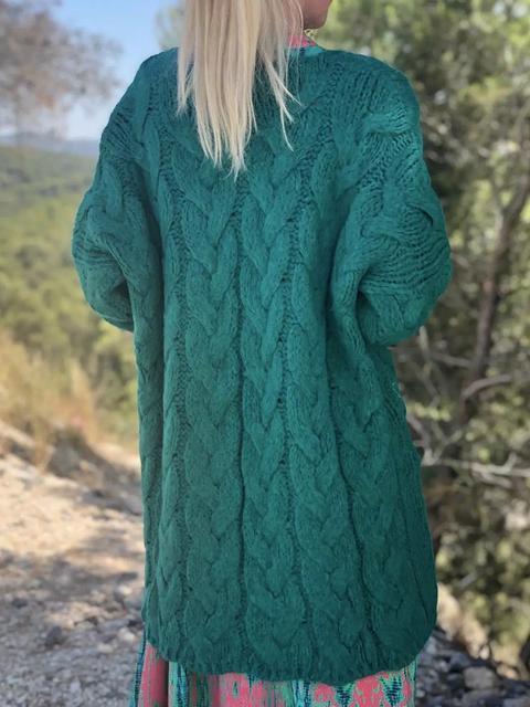 Twist Knitted Cardigan Sweater Coat-Pinkami