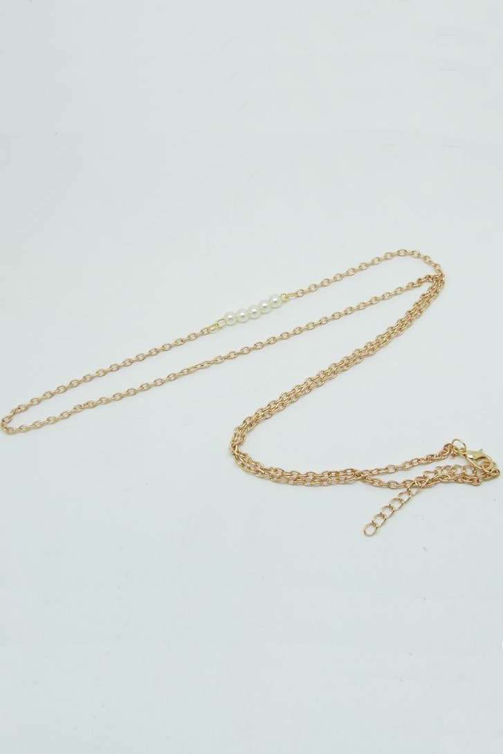 Gold Imitation Pearl Accent Sexy Waist Chain-Pinkami