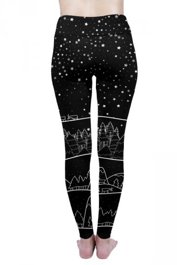 Star Christmas Tree Leggings Black-Pinkami