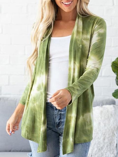 Tie-dye Printed Long Sleeved Cardigan-Pinkami