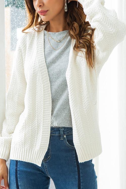 Casual Knit Cardigan-Pinkami