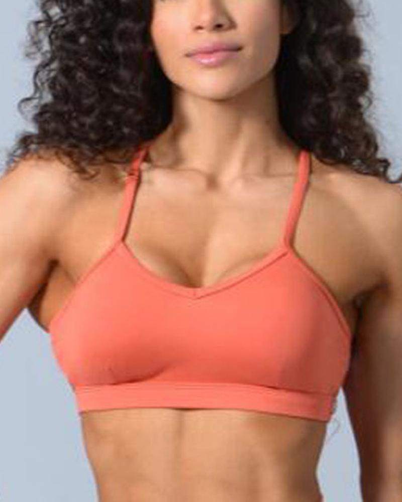 Ring Linked Cut Out Sports Bra-Pinkami