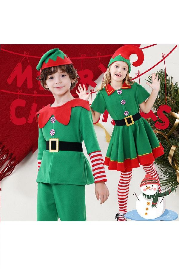 Kids Elf Costume Cute Christmas Outfit for Boys and Grils-Pinkami