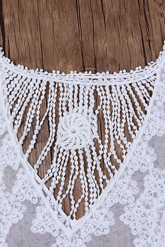 Sleeved Floral Lace Crochet Sheer Cover Up-Pinkami