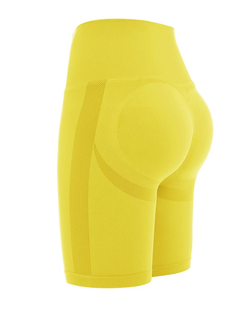 Space Dye Textured Seamless Butt Lifting Sports Shorts-Pinkami