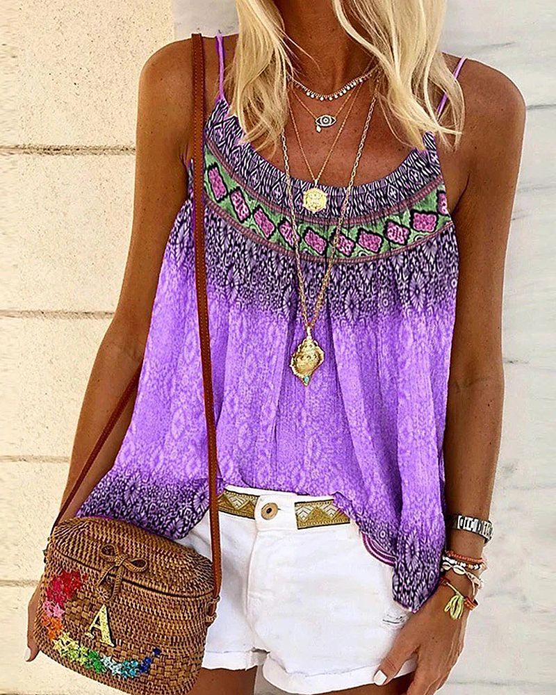 Ombre Tribal Print Cami Top-Pinkami