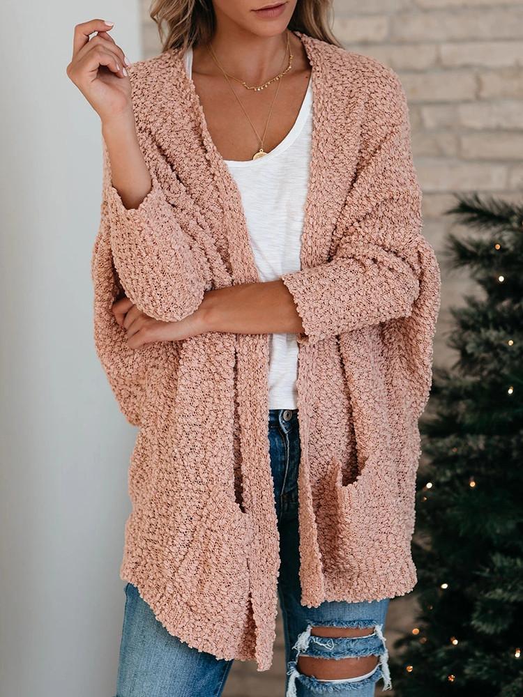 Double Pocket Toothbrush Yarn Cardigan-Pinkami