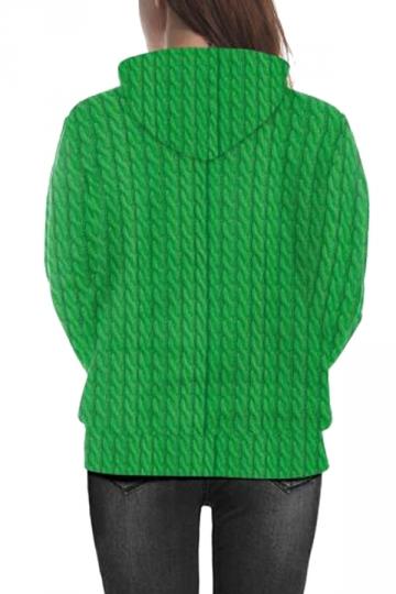 Drawstring Reindeer Xmas Hoodie Oliver Green-Pinkami