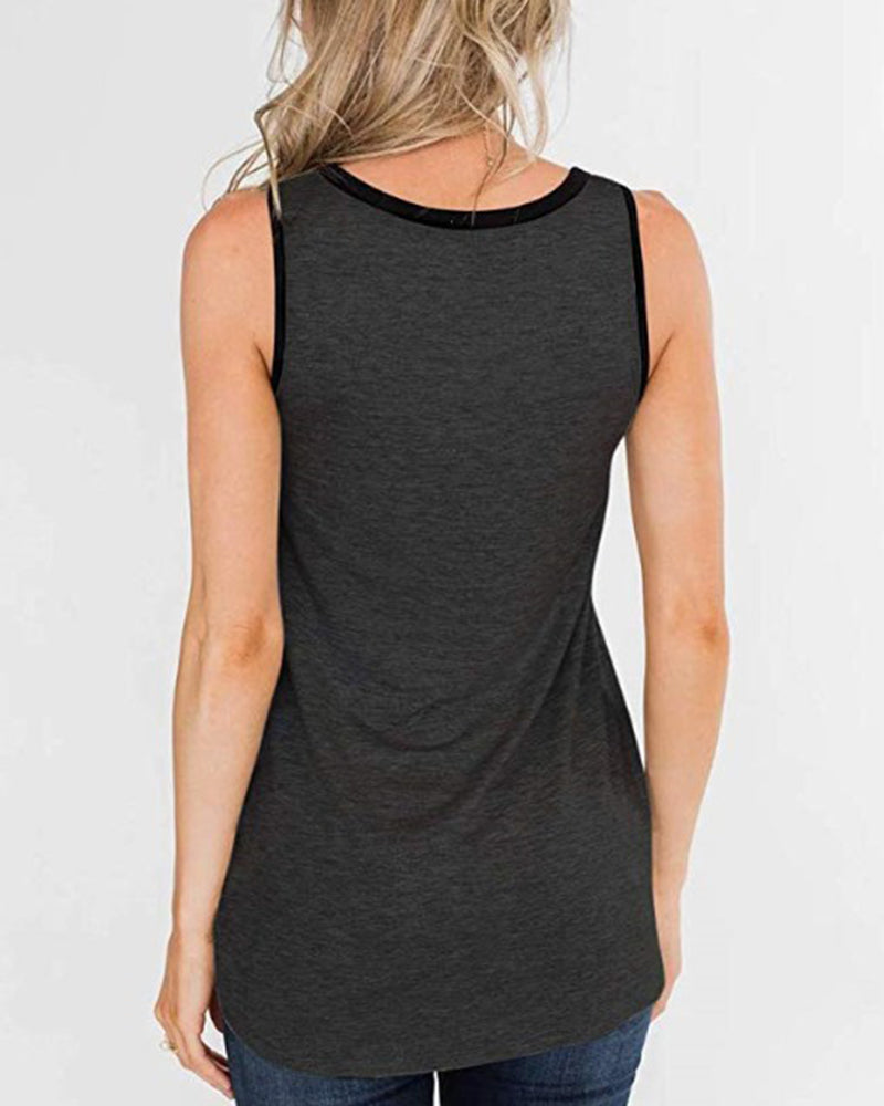 Leopard Contrast Binding Tank Top-Pinkami