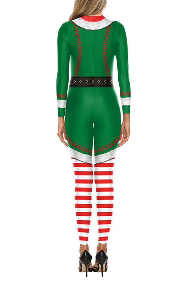 Womens Elf Jumpsuit Christmas Costume-Pinkami
