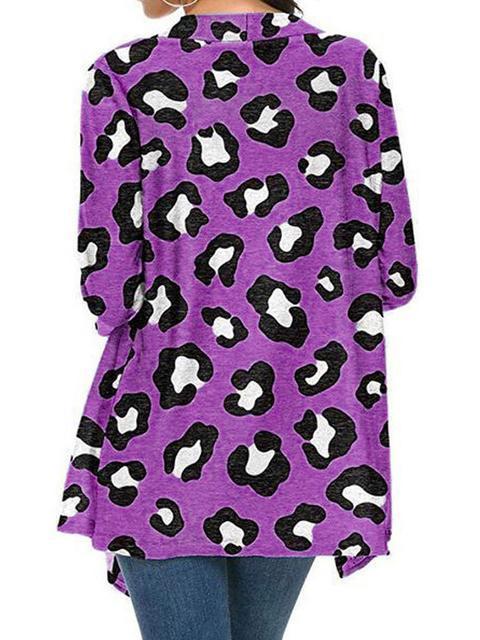3/4 Sleeve Leopard Print Cardigan-Pinkami