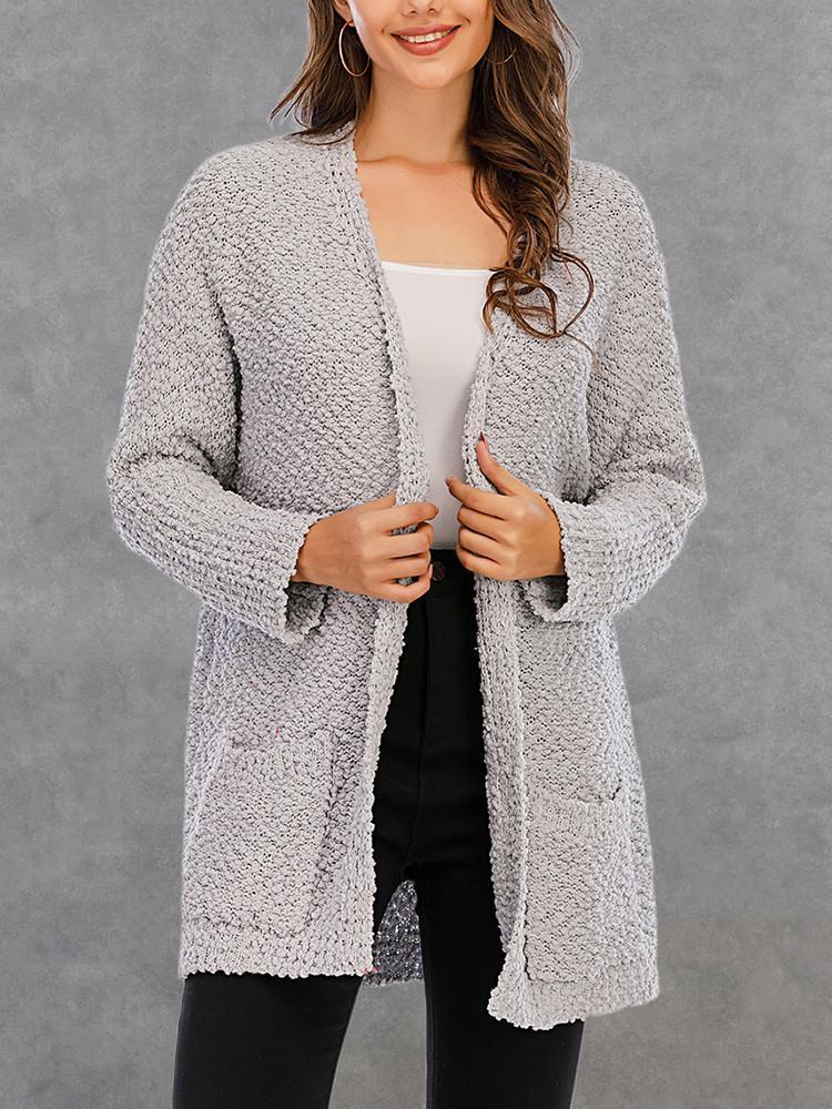 Double Pocket Toothbrush Yarn Cardigan-Pinkami