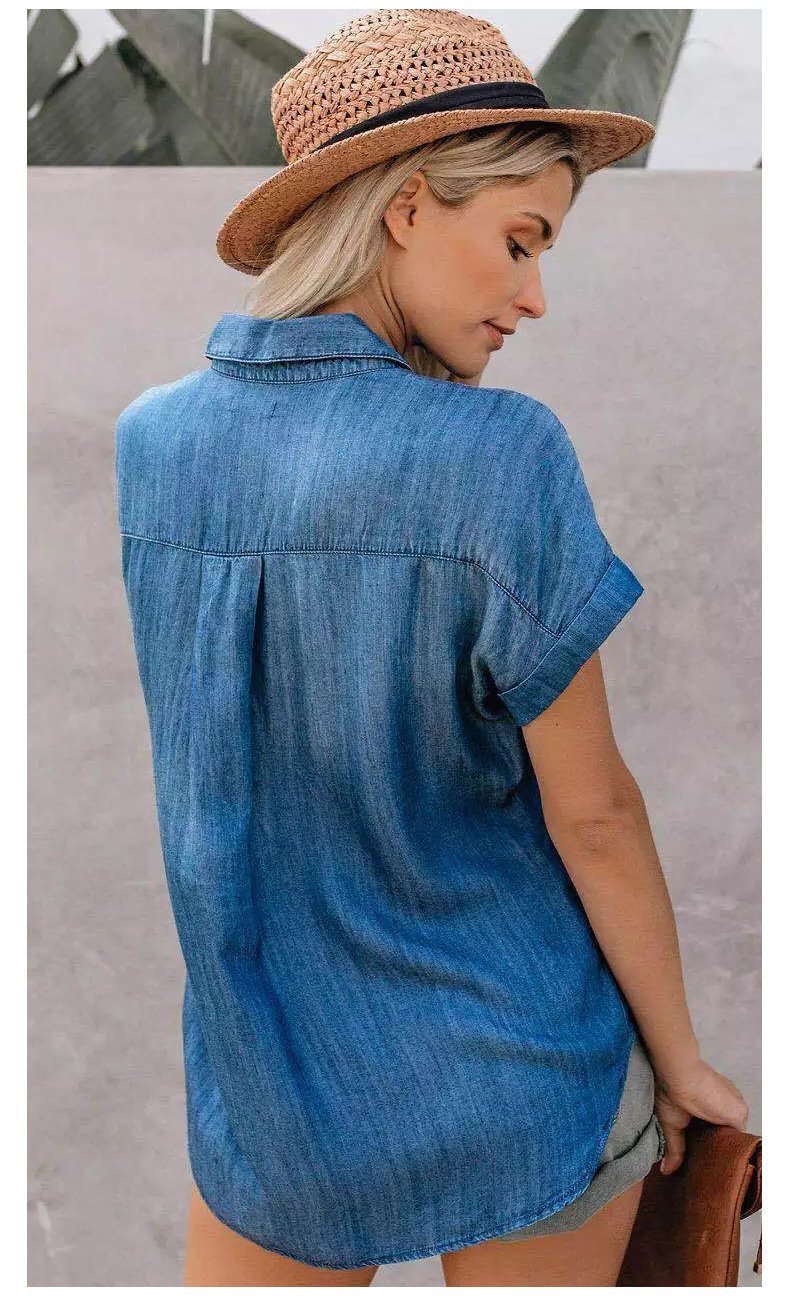 Red Chiffon Floral Print V Neck Half Bow Tie Loose Blouse-Pinkami