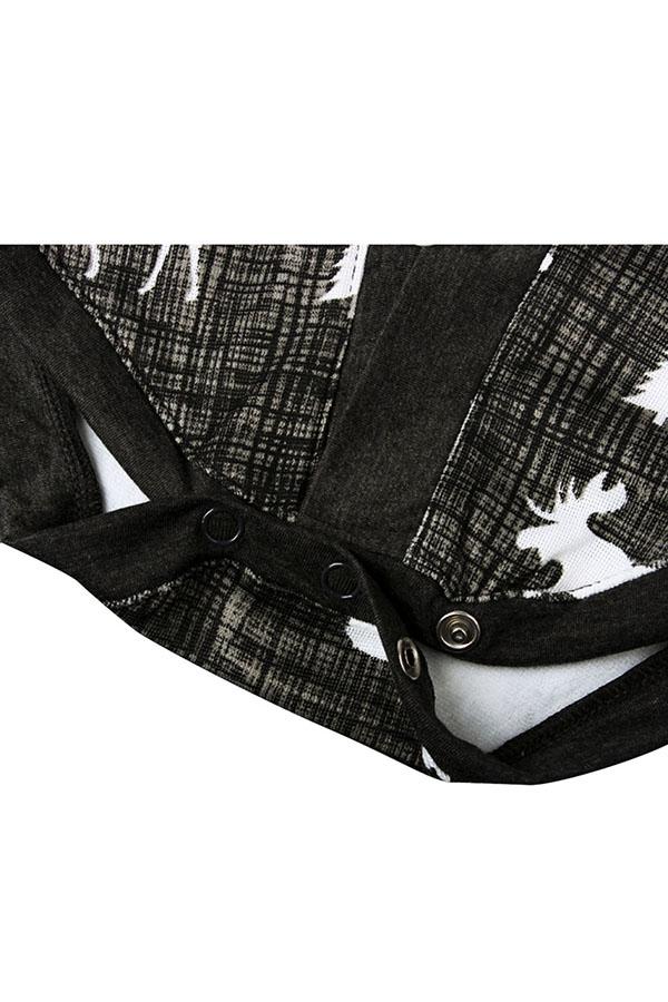 Christmas Baby Boys Toddler Cartoon Reindeer Print Onesies Rompers Gray-Pinkami