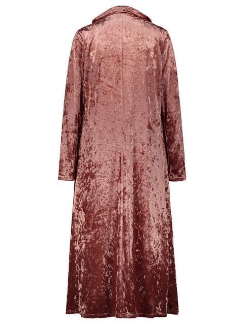 Solid Color Velvet Long Sleeved Long Cardigan-Pinkami