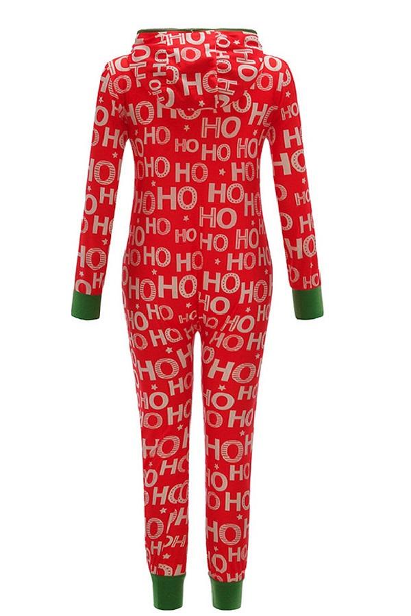 Womens Ho Ho Ho Christmas Onesie Adult Jumpsuit Casual Outfit-Pinkami