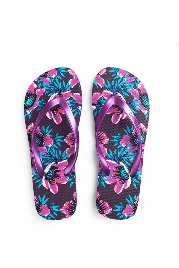 Purple Floral Beach Flip Flop-Pinkami