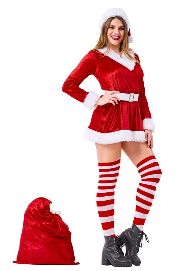 Deluxe Plus Size Christmas Santa Costume For Women-Pinkami
