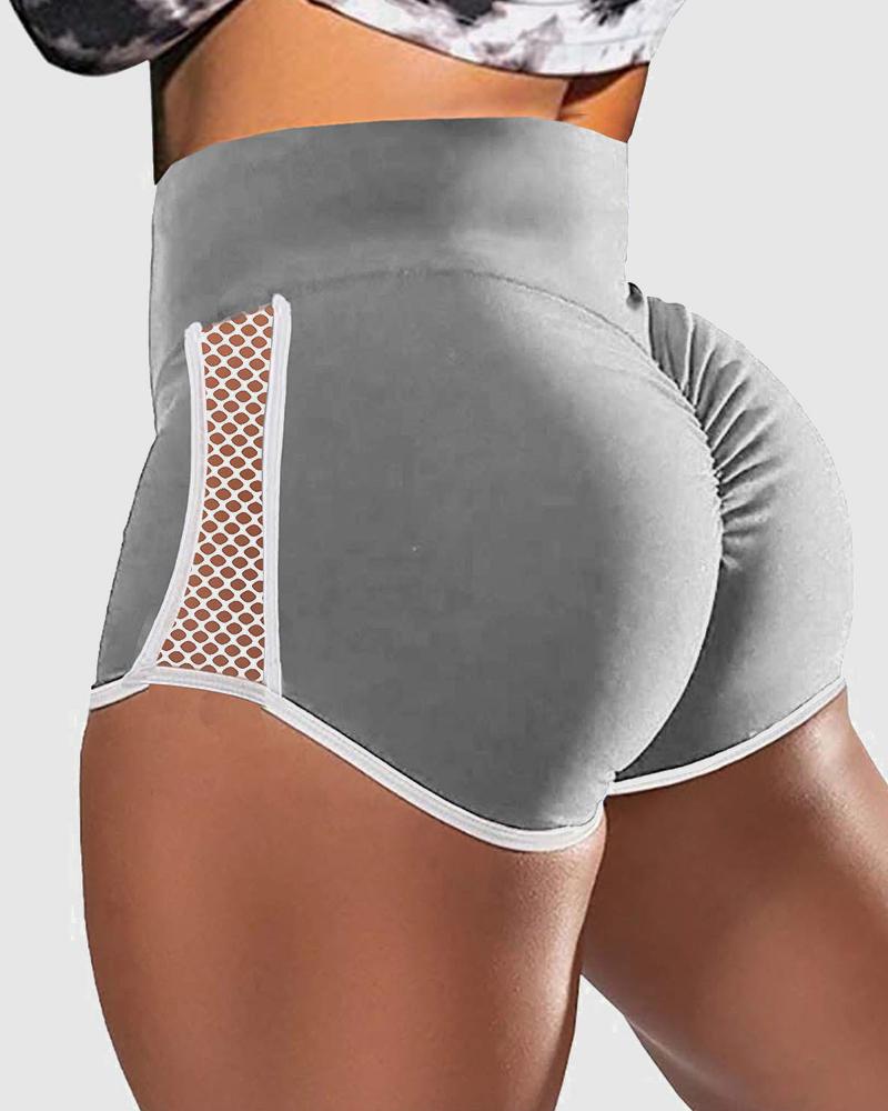 Hollow Out Side Scrunch Butt Sports Shorts-Pinkami