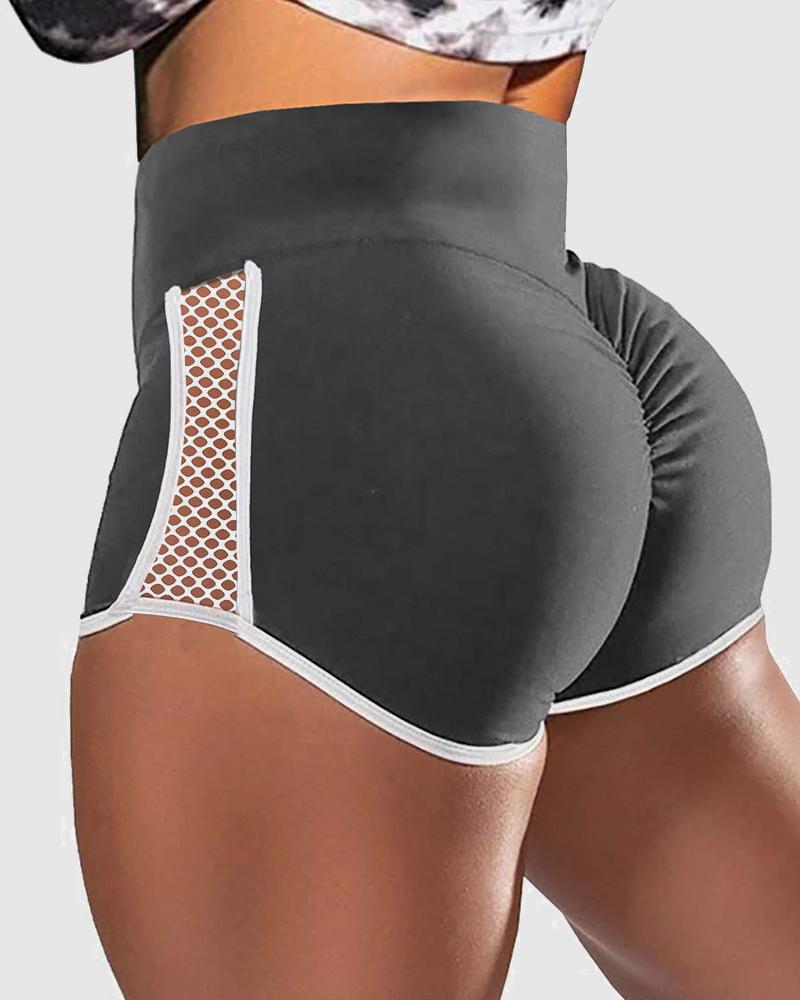 Hollow Out Side Scrunch Butt Sports Shorts-Pinkami