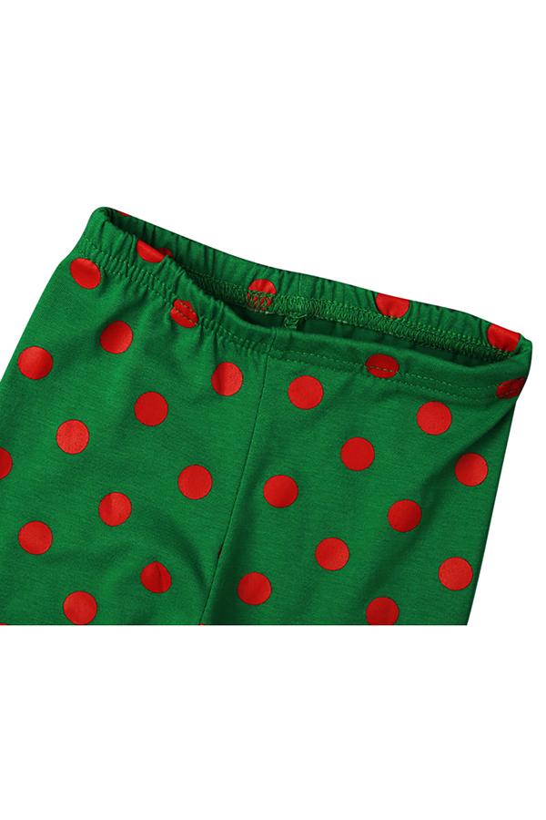 Cute Long Sleeve Kids Girls Christmas Reindeer Print Dress Red-Pinkami