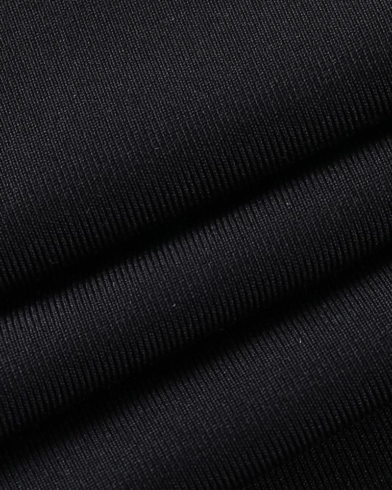 Solid Cut Out Split Hem Crop Tee & Pants Set-Pinkami