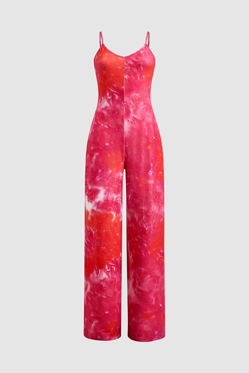 Tie Dye Slant Pocket Cami Jumpsuit