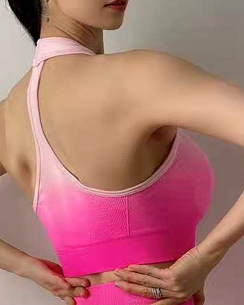 Ombre Raceback Sports Bra-Pinkami