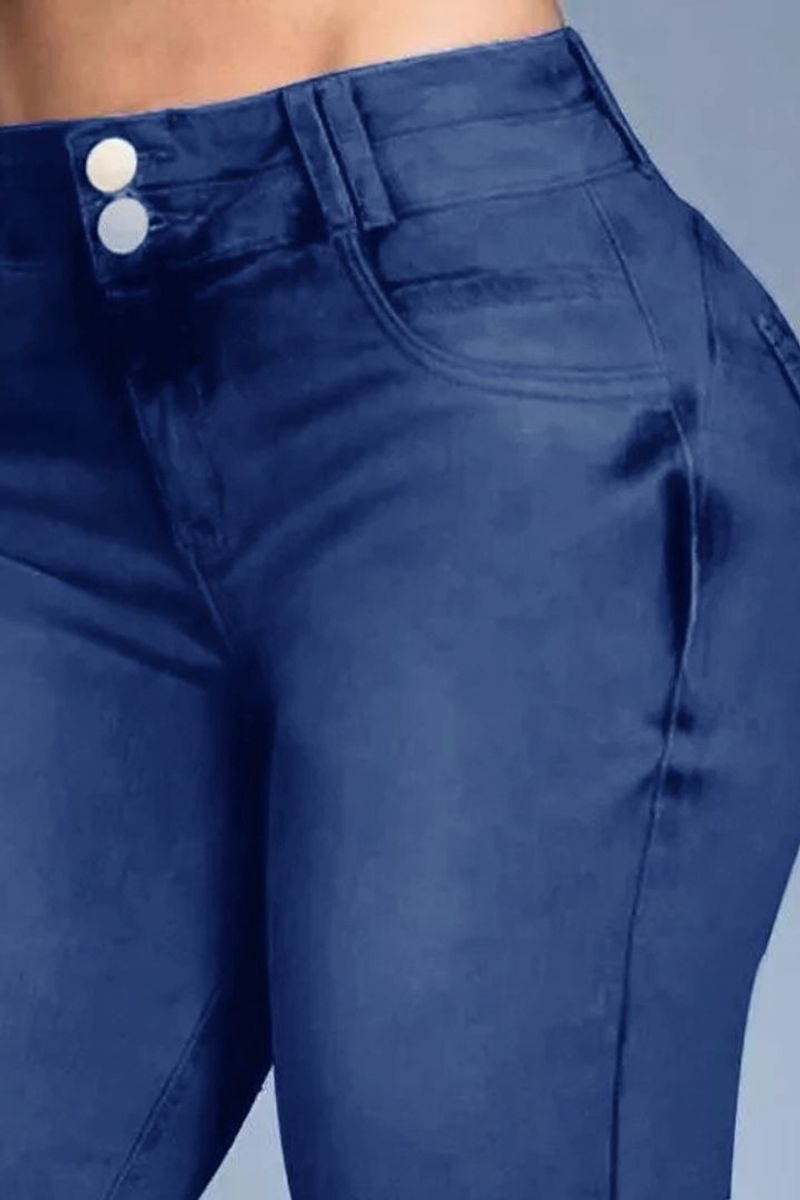 Button Front Butt Lifting Flare Jeans-Pinkami